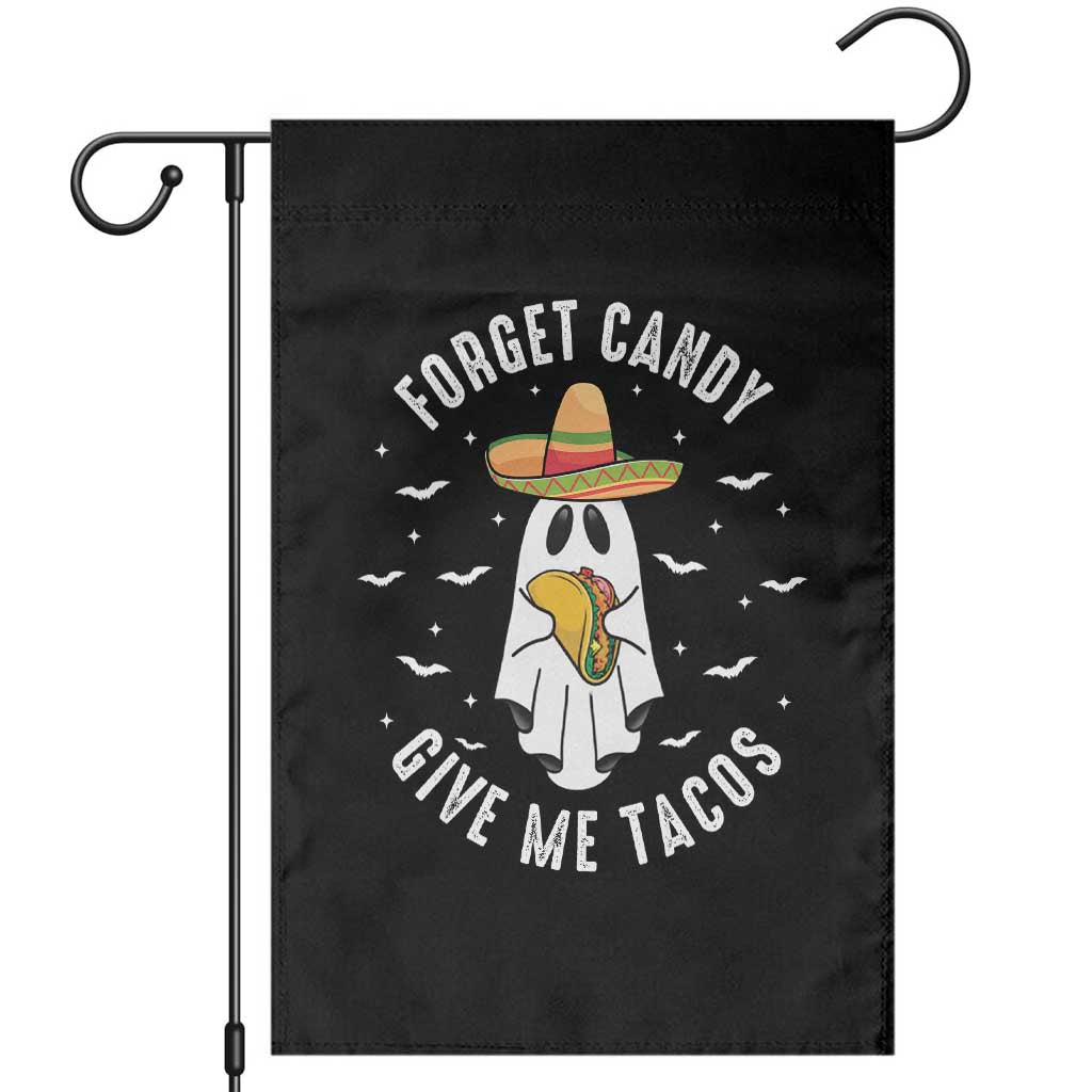 Mexico Halloween Garden Flag Forget Candy Give Me Tacos Cute Mexican Ghost - Wonder Print Shop