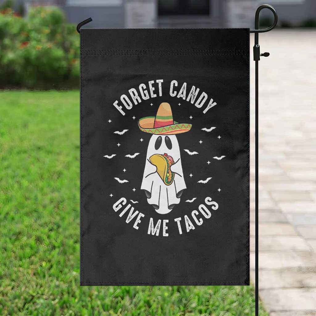Mexico Halloween Garden Flag Forget Candy Give Me Tacos Cute Mexican Ghost - Wonder Print Shop