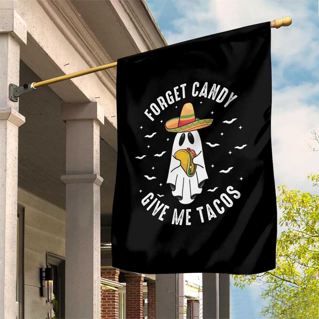 Mexico Halloween Garden Flag Forget Candy Give Me Tacos Cute Mexican Ghost - Wonder Print Shop