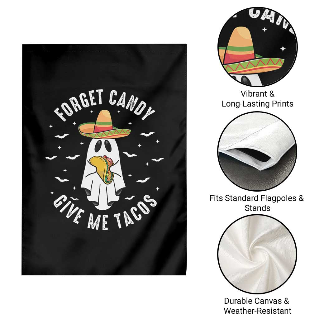 Mexico Halloween Garden Flag Forget Candy Give Me Tacos Cute Mexican Ghost - Wonder Print Shop