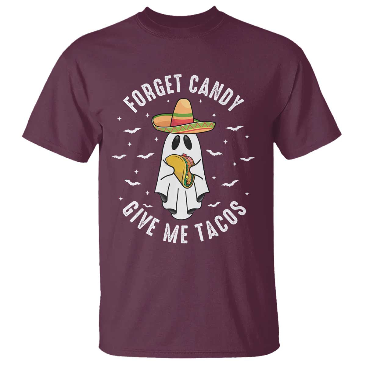 Mexico Halloween T Shirt Forget Candy Give Me Tacos Cute Mexican Ghost - Wonder Print Shop