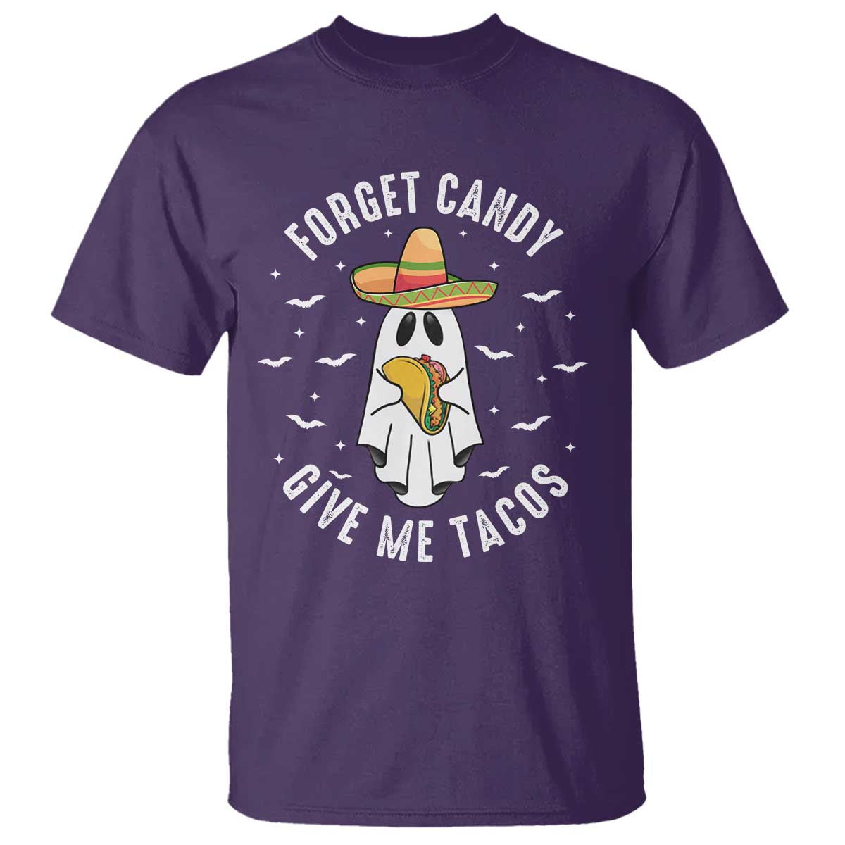 Mexico Halloween T Shirt Forget Candy Give Me Tacos Cute Mexican Ghost - Wonder Print Shop