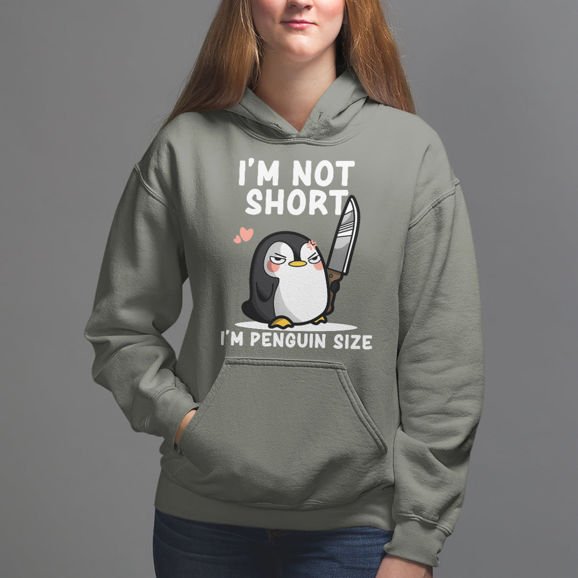 I'm Not Short I'm Penguin Size Angry But Cute Hoodie - Wonder Print Shop