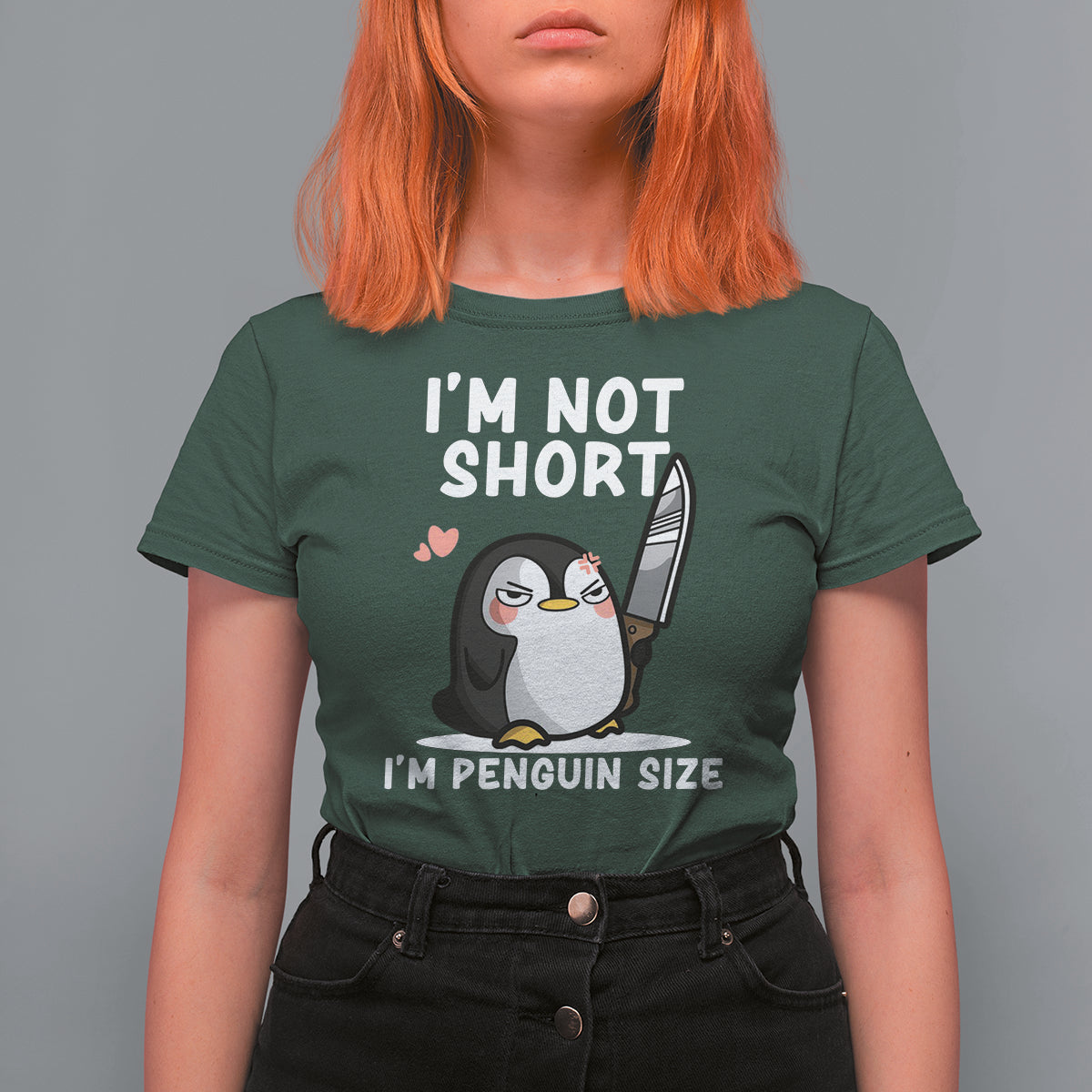 I'm Not Short I'm Penguin Size Angry But Cute T Shirt For Women - Wonder Print Shop