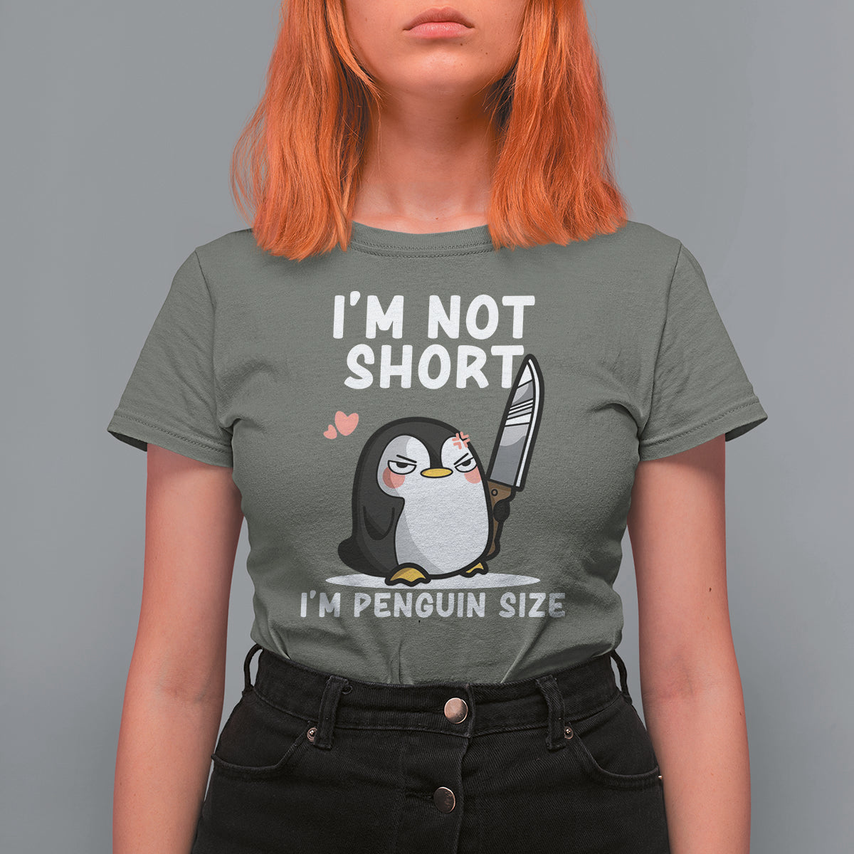 I'm Not Short I'm Penguin Size Angry But Cute T Shirt For Women - Wonder Print Shop