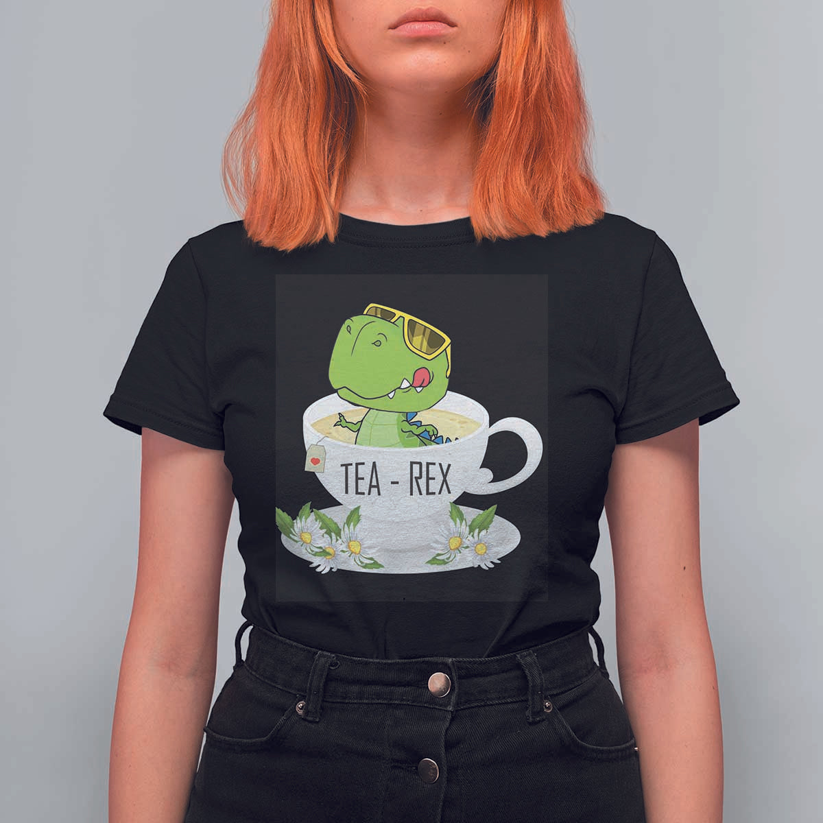 Funny Dinosaur Tea Rex T Shirt For Women - Wonder Print Shop