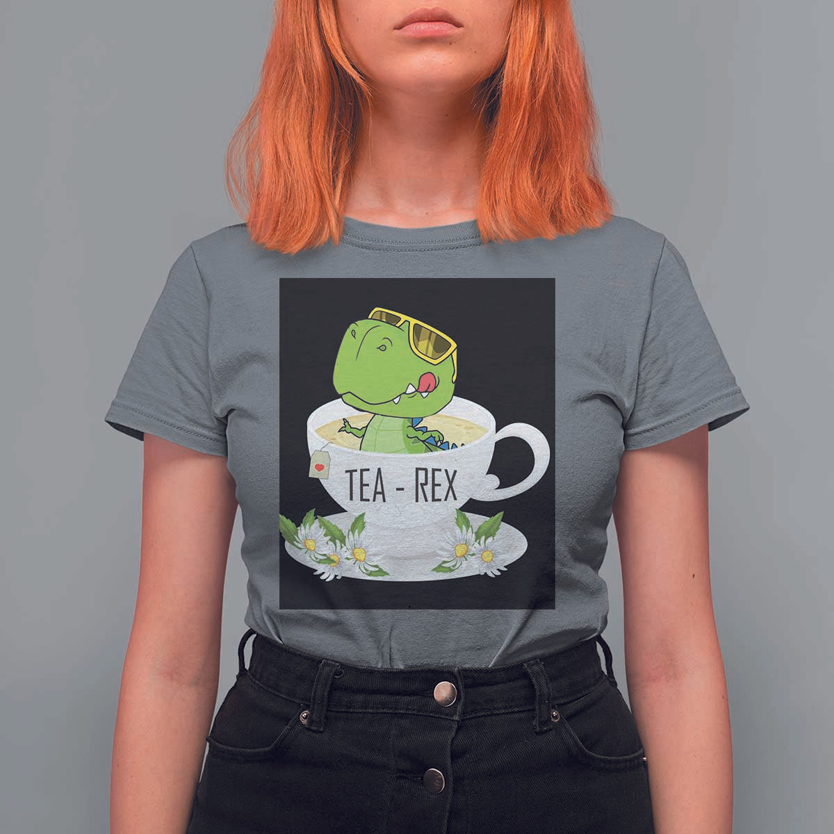 Funny Dinosaur Tea Rex T Shirt For Women - Wonder Print Shop