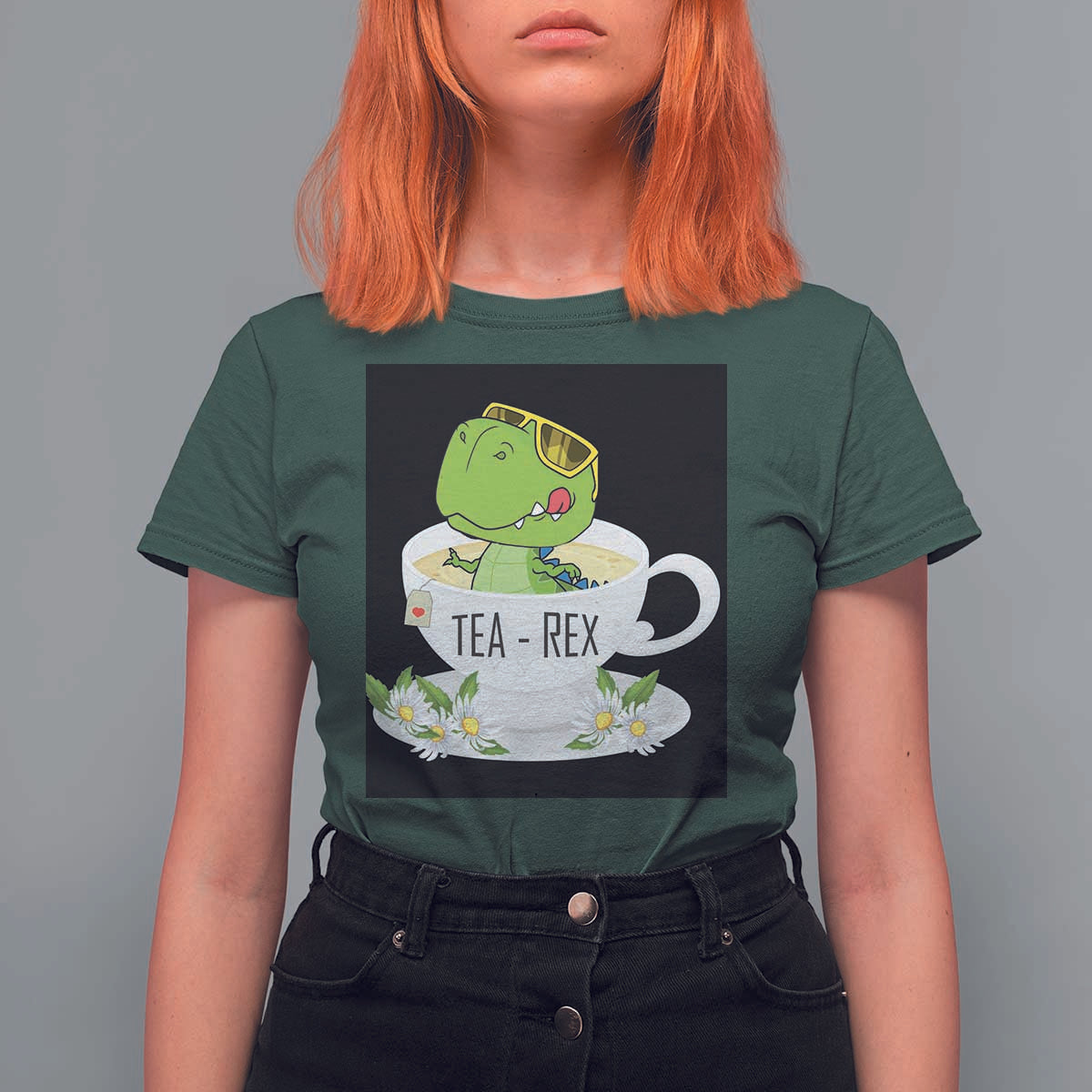Funny Dinosaur Tea Rex T Shirt For Women - Wonder Print Shop