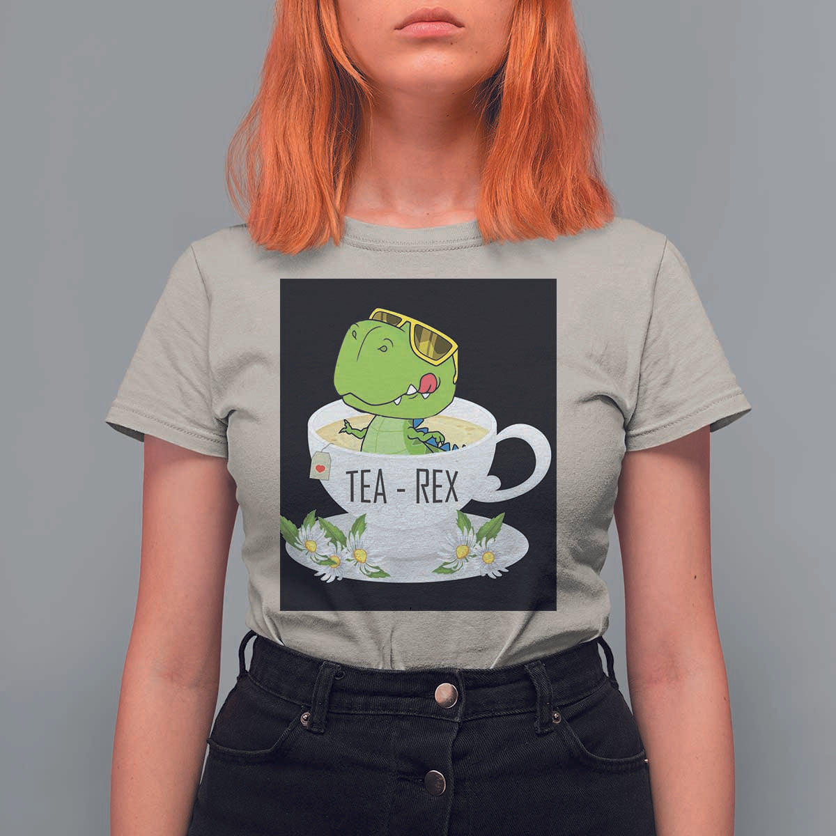 Funny Dinosaur Tea Rex T Shirt For Women - Wonder Print Shop