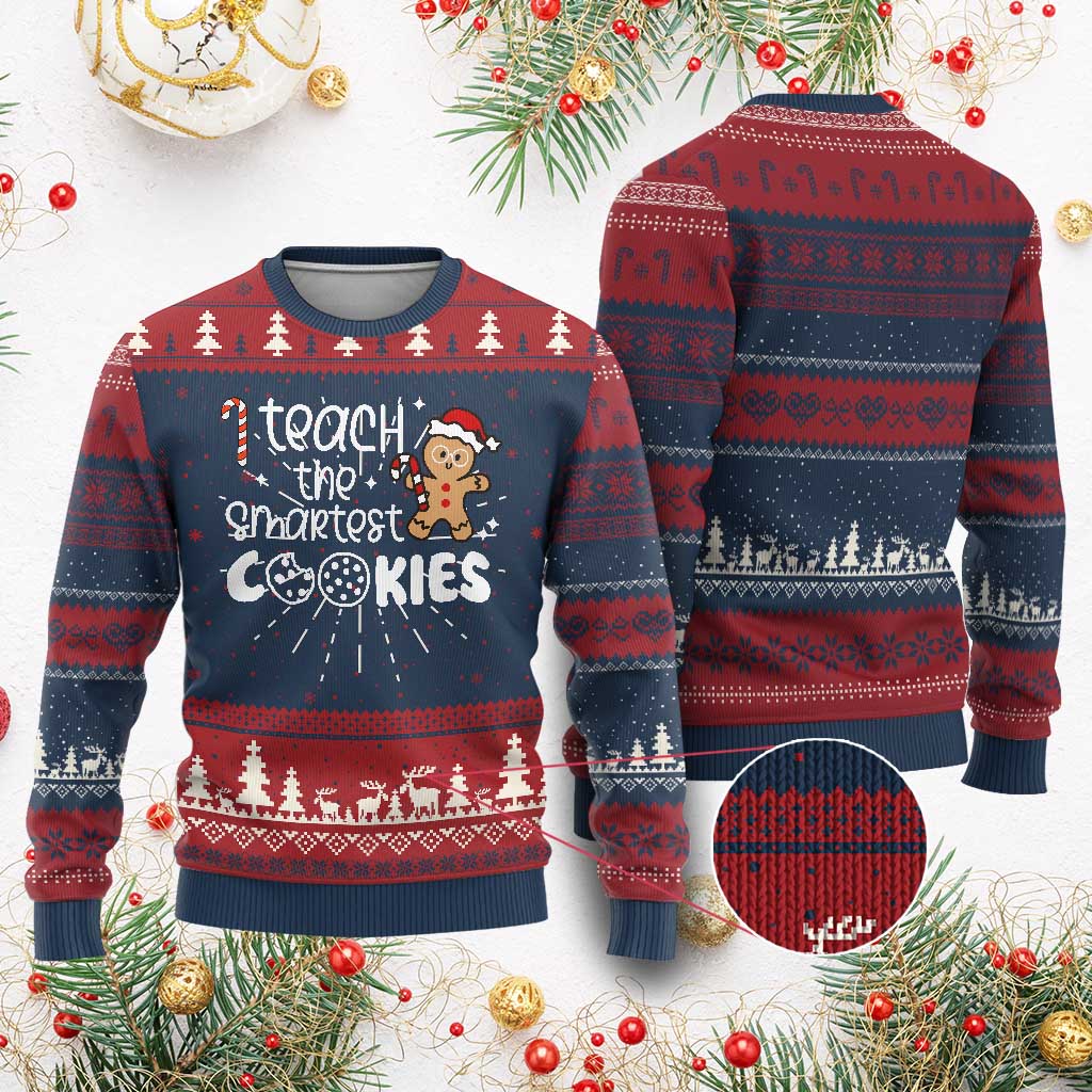 Christmas Best Teacher Ugly Christmas Sweater I Teach The Smartest Little Cookies - Wonder Print Shop