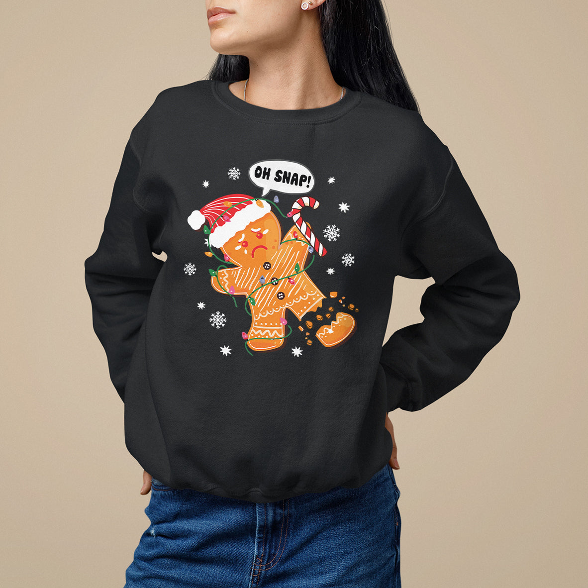Op Snap Gingerbread Broken Leg Christmas Sweatshirt - Wonder Print Shop