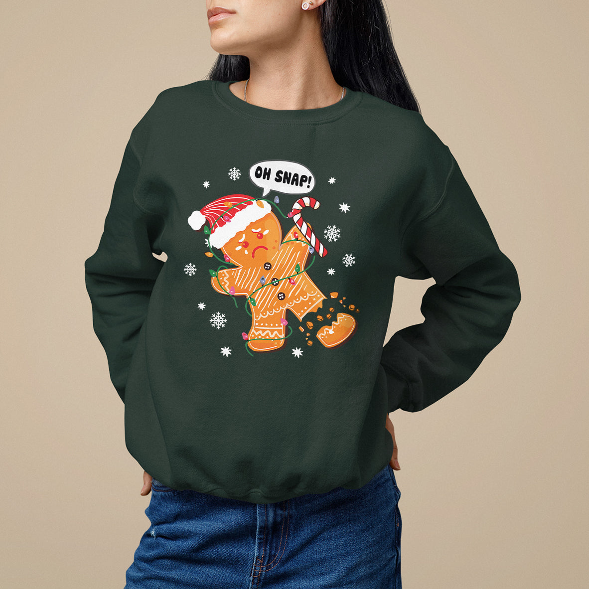 Op Snap Gingerbread Broken Leg Christmas Sweatshirt - Wonder Print Shop