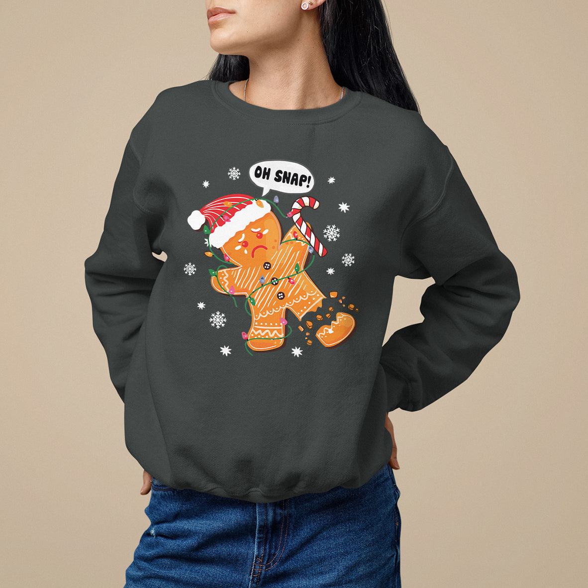 Op Snap Gingerbread Broken Leg Christmas Sweatshirt - Wonder Print Shop