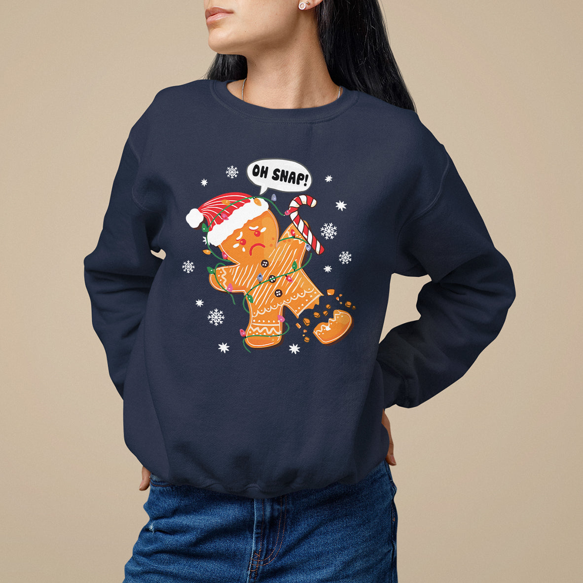 Op Snap Gingerbread Broken Leg Christmas Sweatshirt - Wonder Print Shop