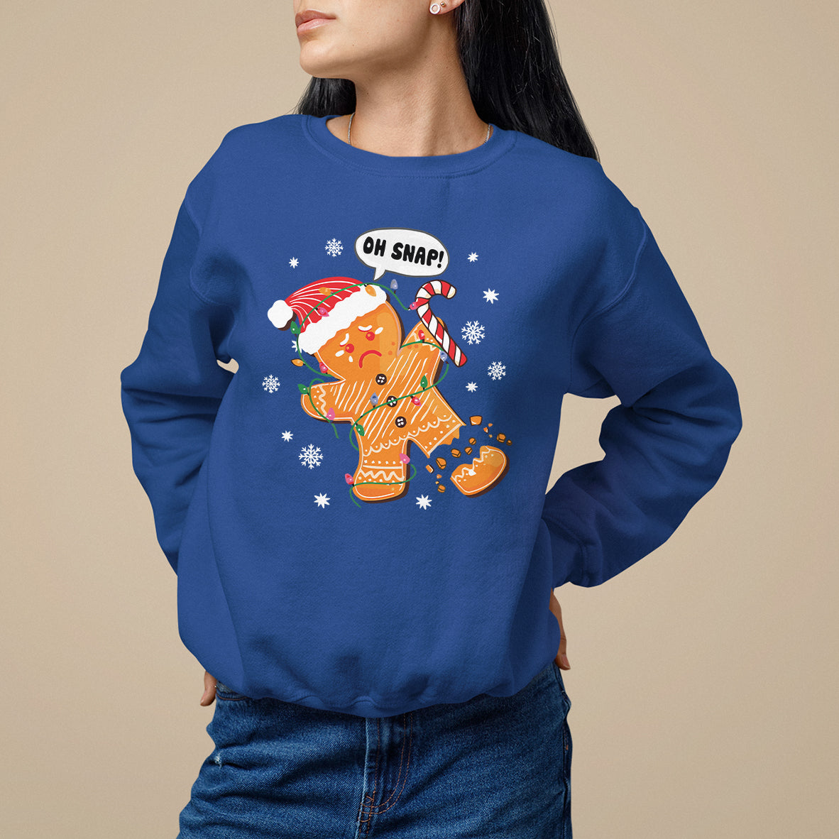 Op Snap Gingerbread Broken Leg Christmas Sweatshirt - Wonder Print Shop