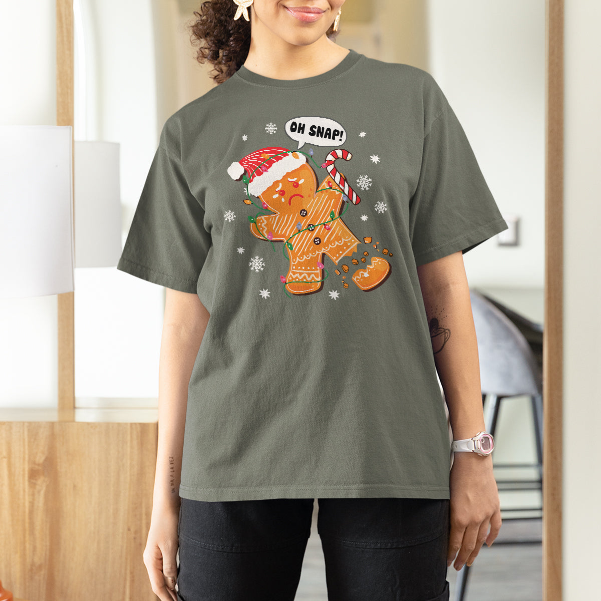 Op Snap Gingerbread Broken Leg Christmas T Shirt For Women - Wonder Print Shop