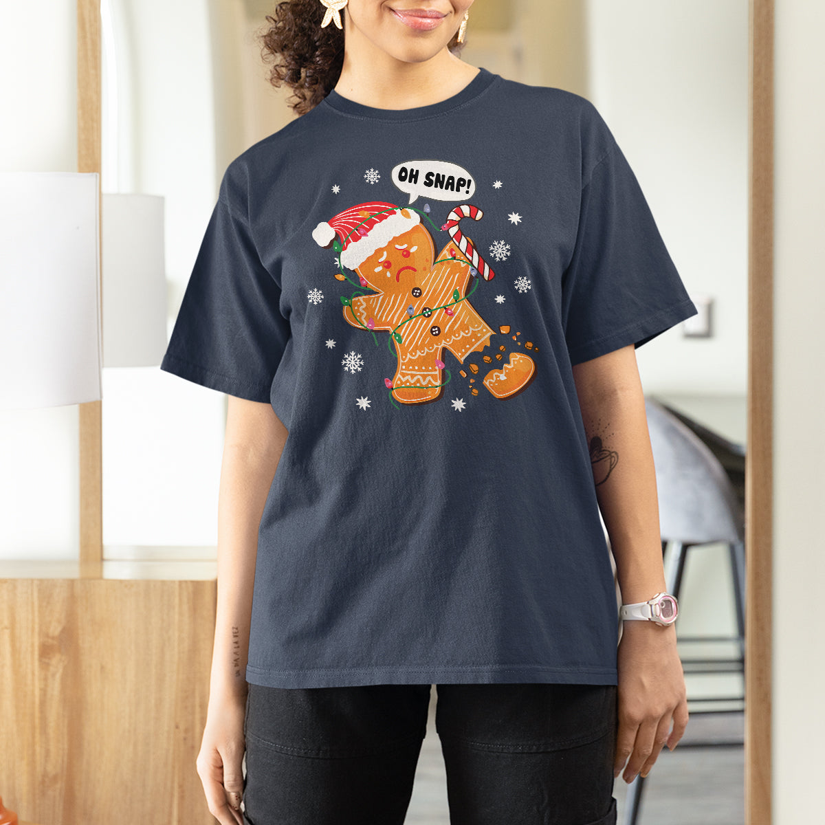 Op Snap Gingerbread Broken Leg Christmas T Shirt For Women - Wonder Print Shop