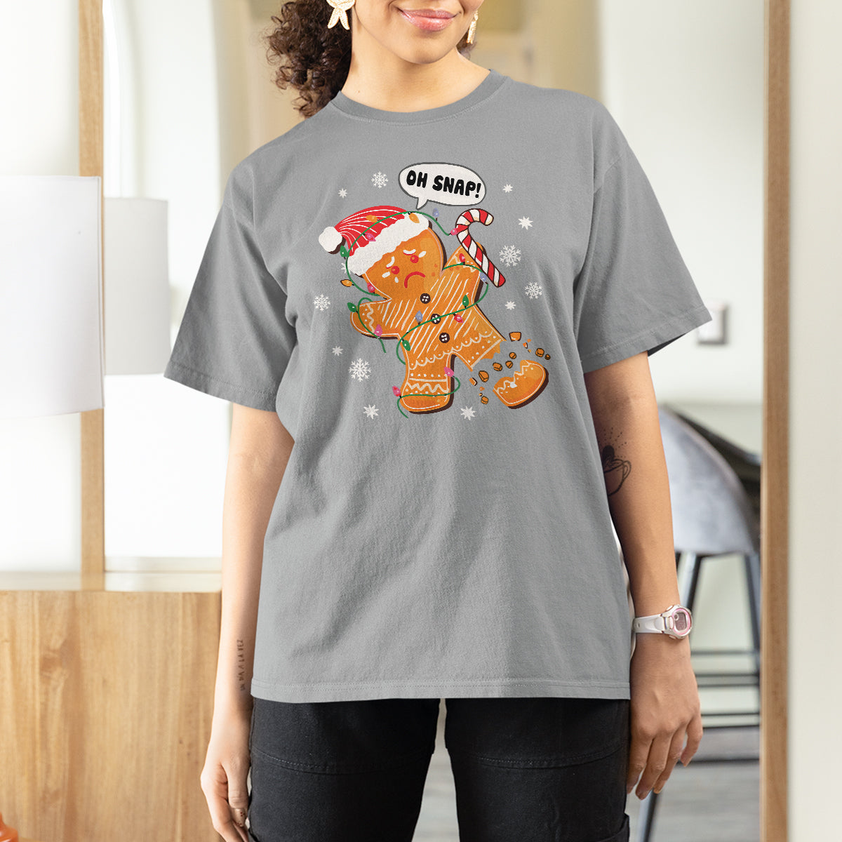 Op Snap Gingerbread Broken Leg Christmas T Shirt For Women - Wonder Print Shop
