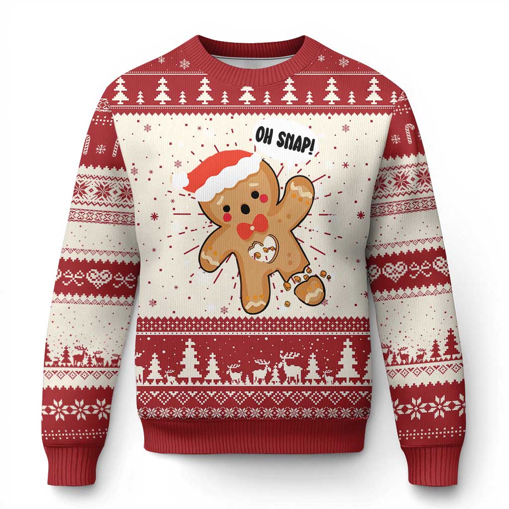Funny Xmas Ugly Christmas Sweater Op Snap Gingerbread Broken Heart - Wonder Print Shop