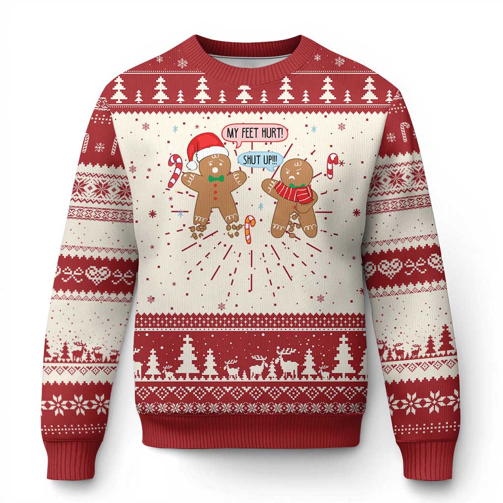 Funny Xmas Dirty Gingerbread Ugly Christmas Sweater Shut Up Gingerbread Just Broken Feet - Wonder Print Shop