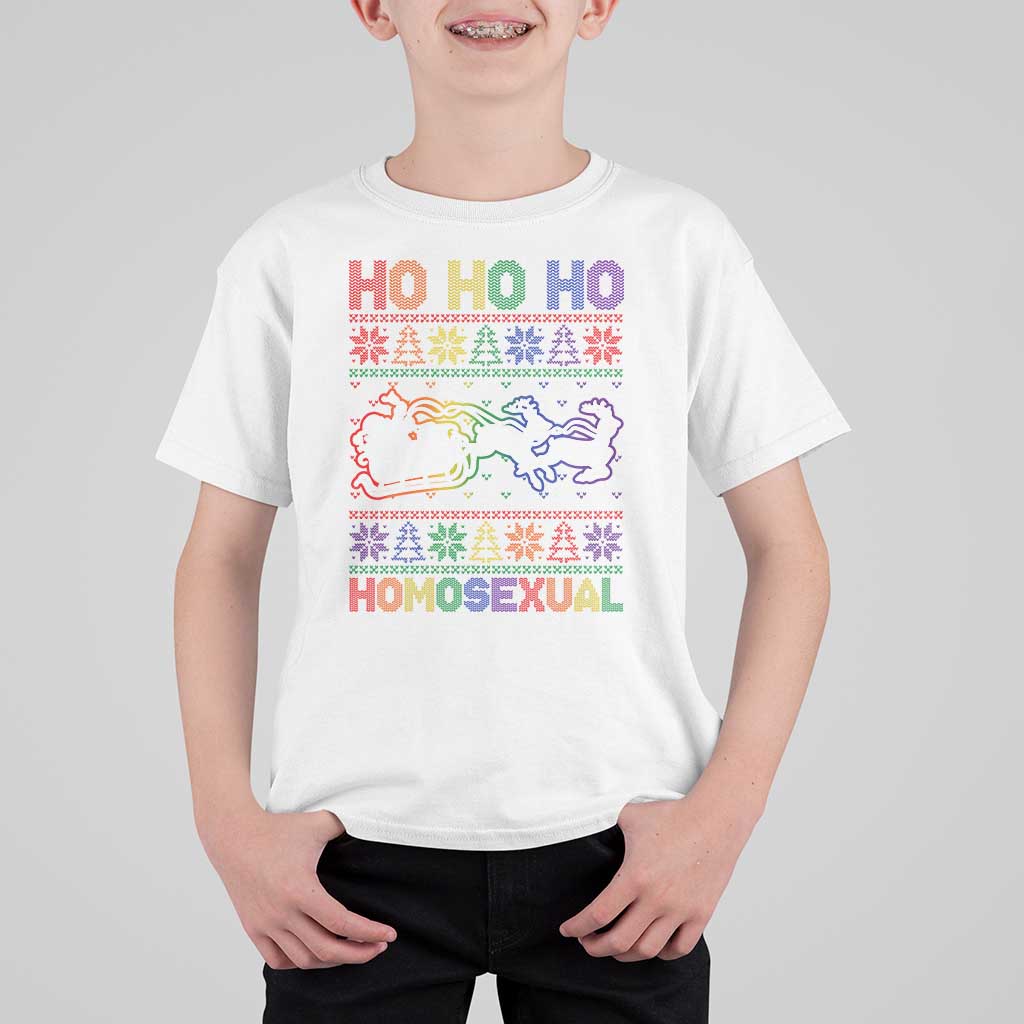 Funny Christmas LGBT T Shirt For Kid Ho Ho Ho Homosexual - Wonder Print Shop