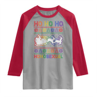 Funny Christmas LGBT Raglan Shirt Ho Ho Ho Homosexual
