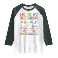 Funny Christmas LGBT Raglan Shirt Ho Ho Ho Homosexual