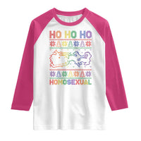 Funny Christmas LGBT Raglan Shirt Ho Ho Ho Homosexual