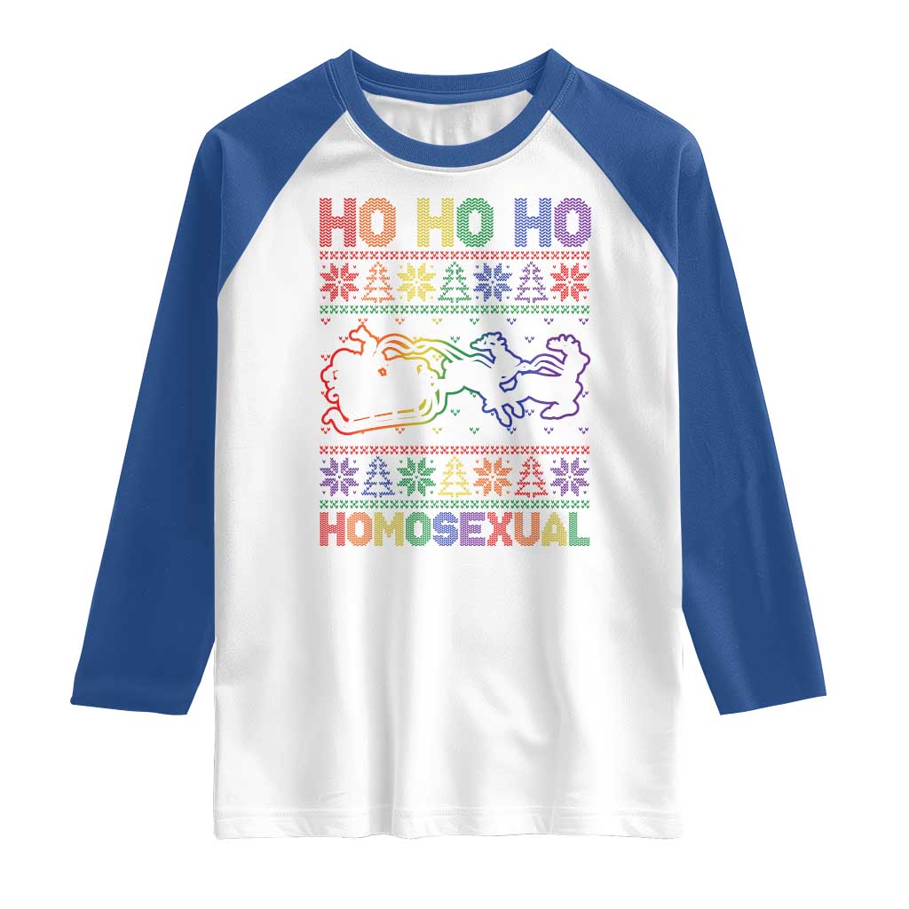 Funny Christmas LGBT Raglan Shirt Ho Ho Ho Homosexual
