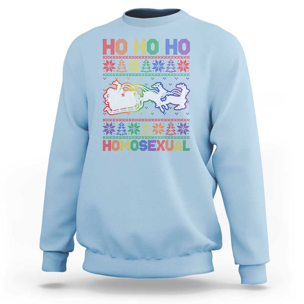 Funny Christmas LGBT Sweatshirt Ho Ho Ho Homosexual - Wonder Print Shop