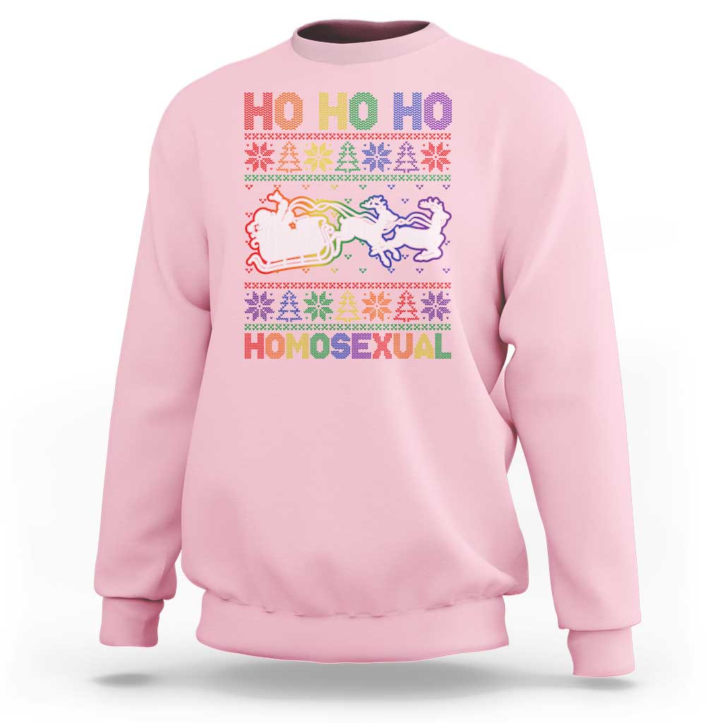 Funny Christmas LGBT Sweatshirt Ho Ho Ho Homosexual - Wonder Print Shop