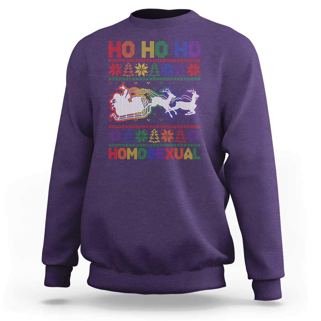 Funny Christmas LGBT Sweatshirt Ho Ho Ho Homosexual - Wonder Print Shop