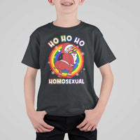 Funny Christmas LGBT T Shirt For Kid Santa Ho Ho Ho Homosexual - Wonder Print Shop
