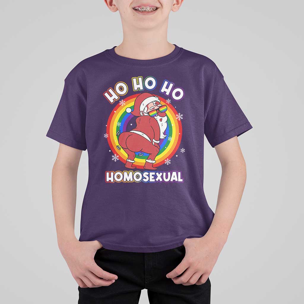 Funny Christmas LGBT T Shirt For Kid Santa Ho Ho Ho Homosexual - Wonder Print Shop