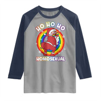 Funny Christmas LGBT Raglan Shirt Santa Ho Ho Ho Homosexual