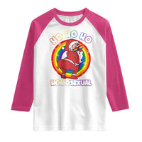 Funny Christmas LGBT Raglan Shirt Santa Ho Ho Ho Homosexual