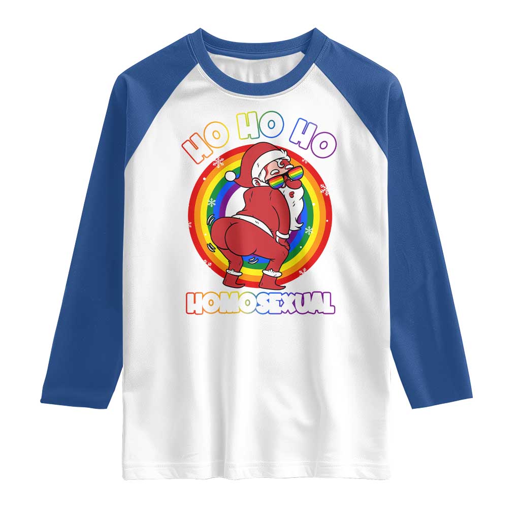 Funny Christmas LGBT Raglan Shirt Santa Ho Ho Ho Homosexual