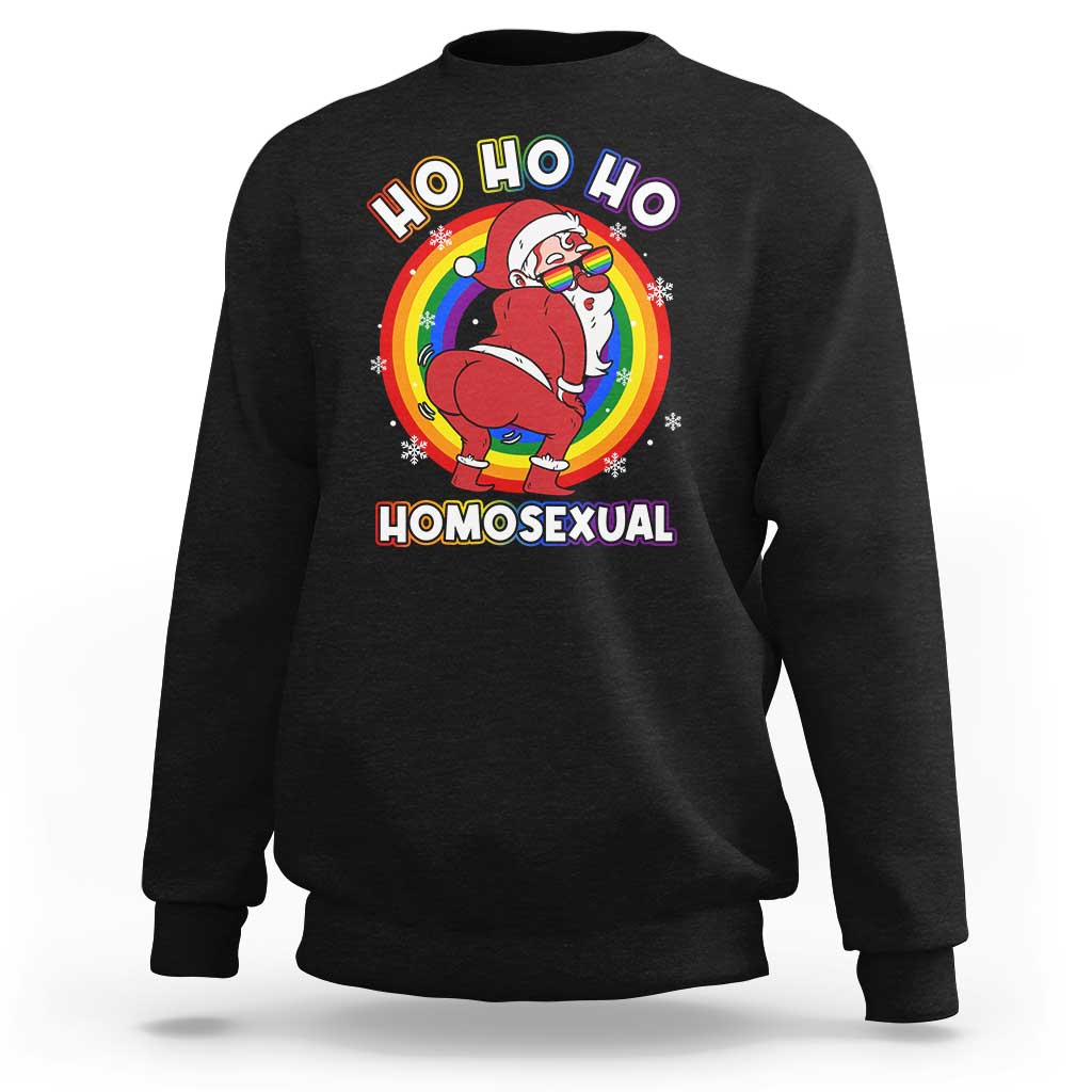 Funny Christmas LGBT Sweatshirt Santa Ho Ho Ho Homosexual - Wonder Print Shop