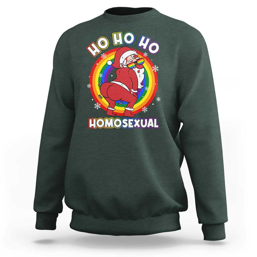 Funny Christmas LGBT Sweatshirt Santa Ho Ho Ho Homosexual - Wonder Print Shop