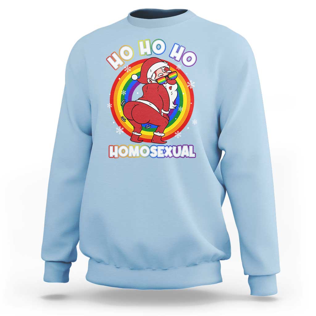 Funny Christmas LGBT Sweatshirt Santa Ho Ho Ho Homosexual - Wonder Print Shop
