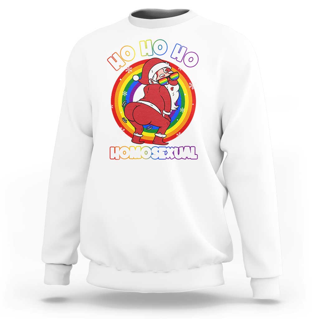Funny Christmas LGBT Sweatshirt Santa Ho Ho Ho Homosexual - Wonder Print Shop