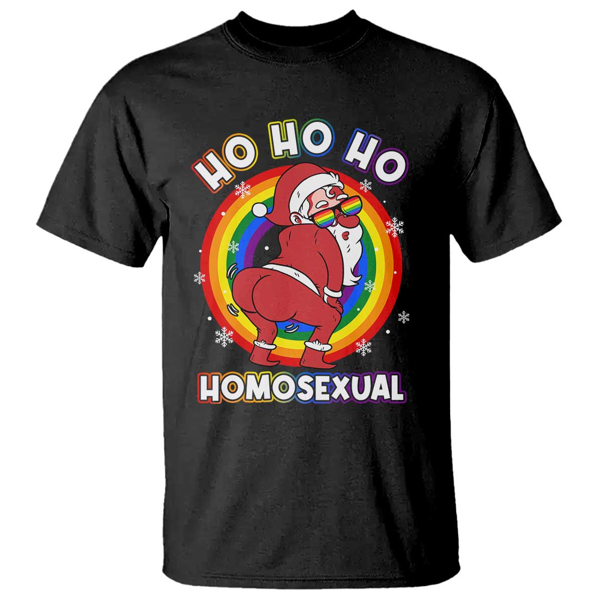 Funny Christmas LGBT T Shirt Santa Ho Ho Ho Homosexual - Wonder Print Shop