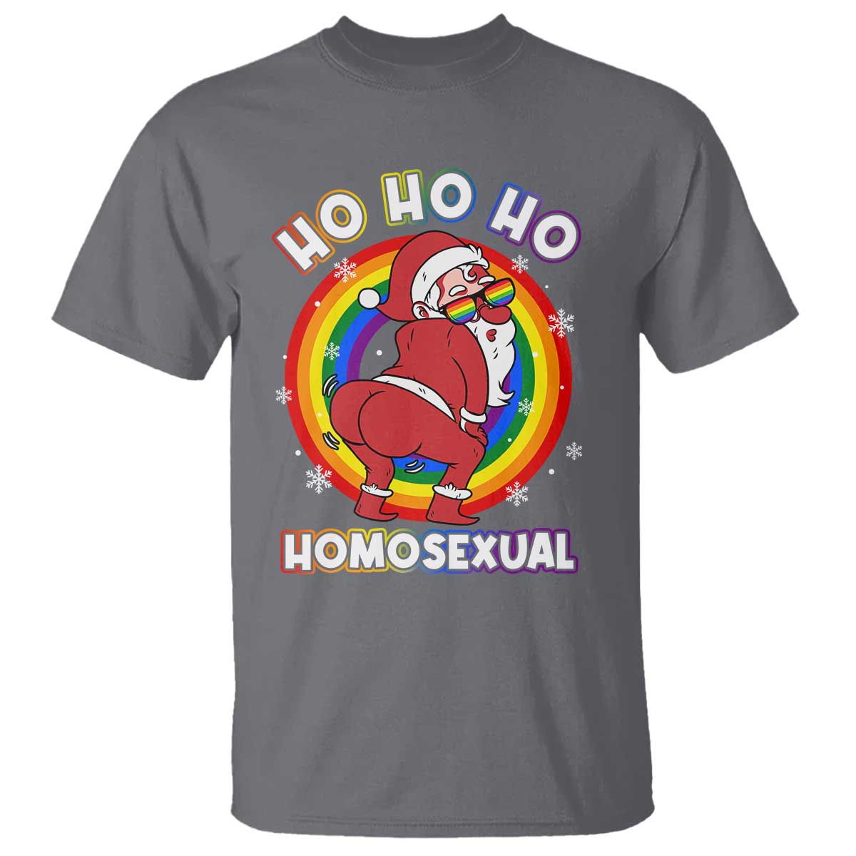 Funny Christmas LGBT T Shirt Santa Ho Ho Ho Homosexual - Wonder Print Shop