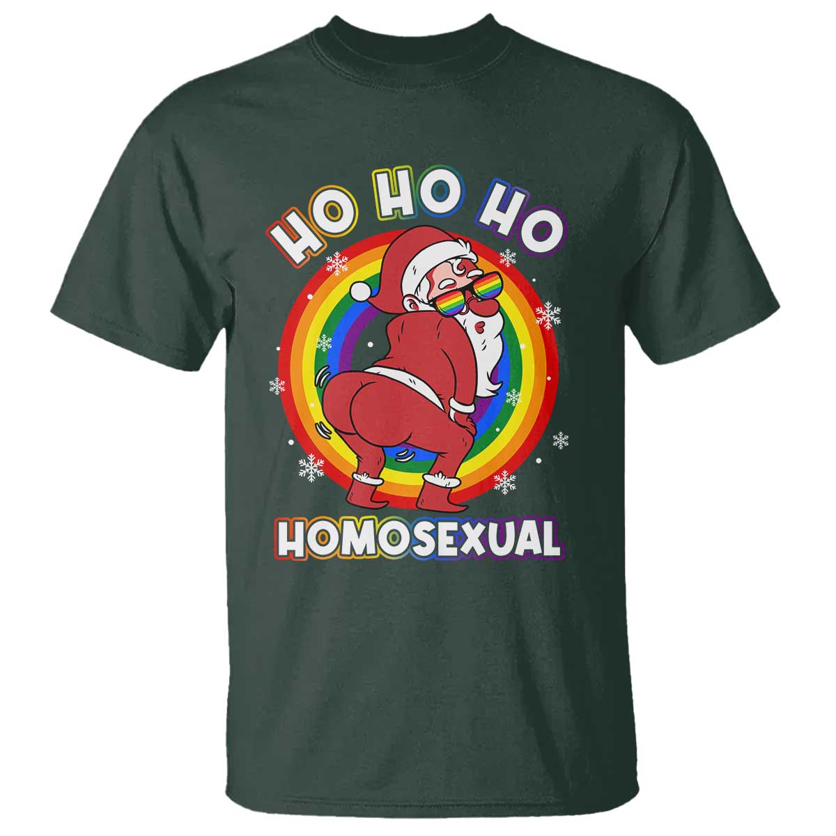 Funny Christmas LGBT T Shirt Santa Ho Ho Ho Homosexual - Wonder Print Shop