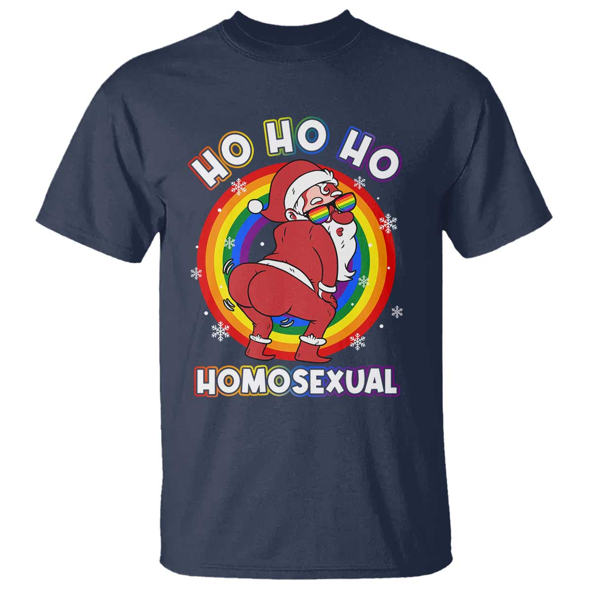 Funny Christmas LGBT T Shirt Santa Ho Ho Ho Homosexual - Wonder Print Shop
