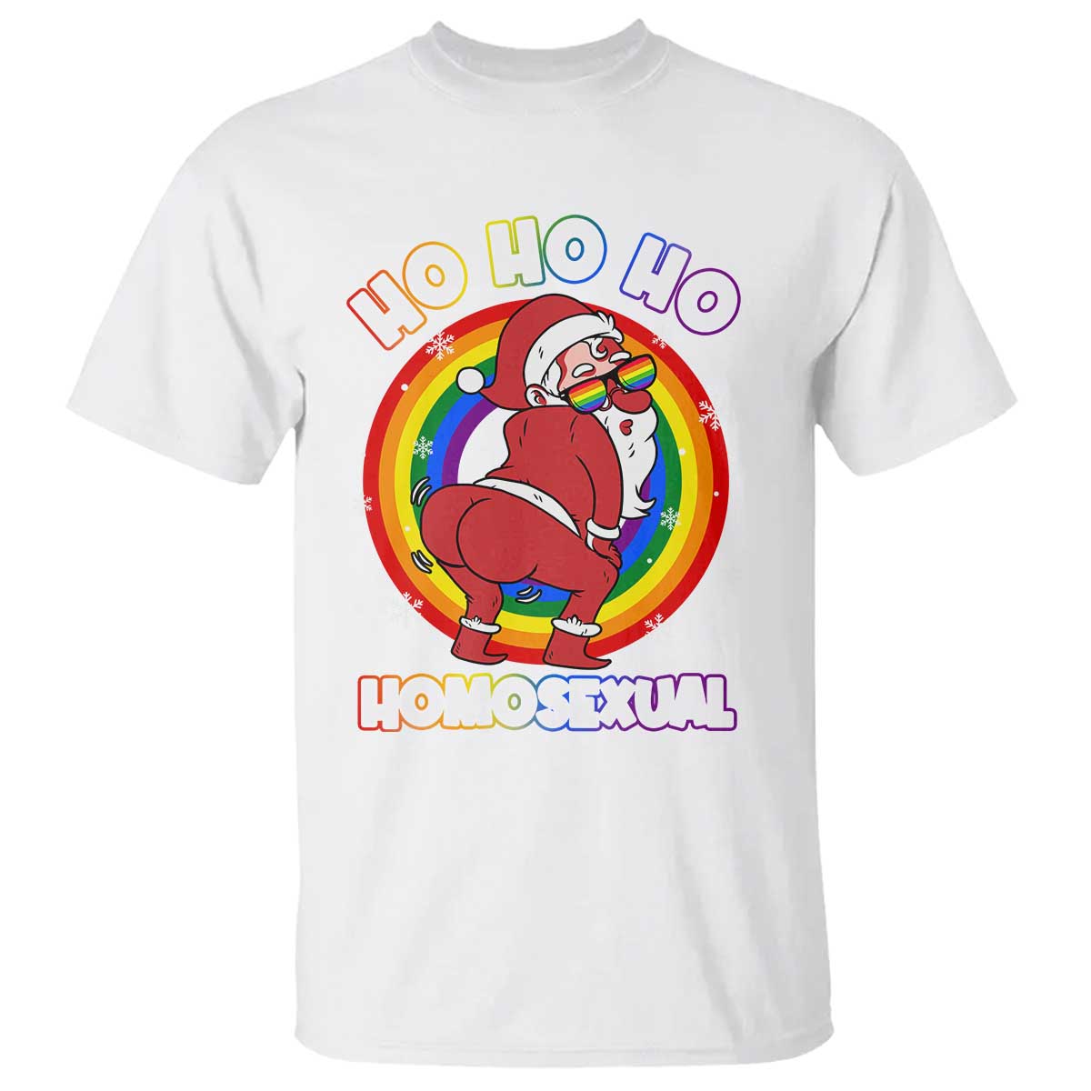 Funny Christmas LGBT T Shirt Santa Ho Ho Ho Homosexual - Wonder Print Shop