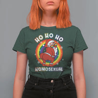 Funny Christmas LGBT T Shirt For Women Santa Ho Ho Ho Homosexual - Wonder Print Shop