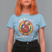 Funny Christmas LGBT T Shirt For Women Santa Ho Ho Ho Homosexual - Wonder Print Shop