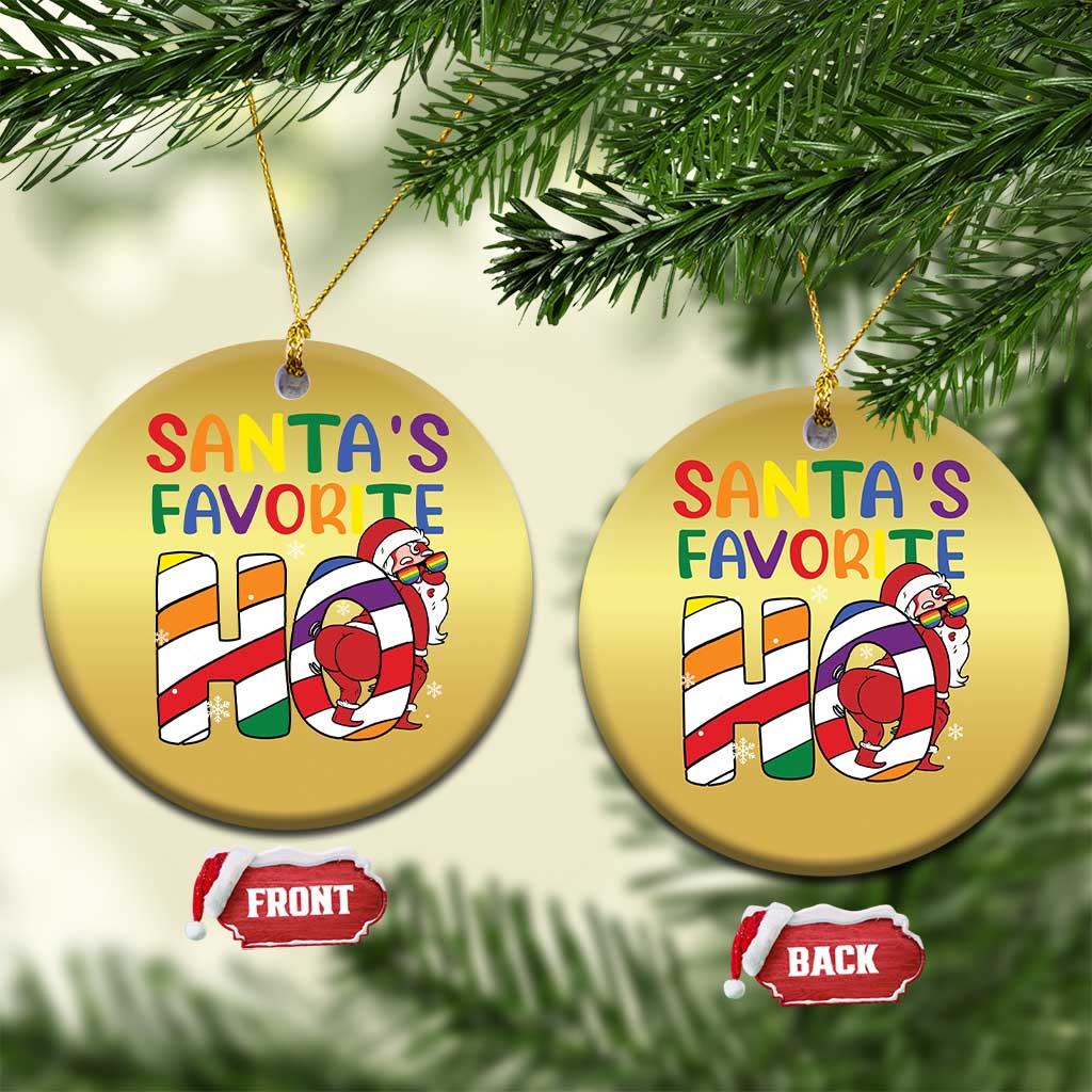 Funny Xmas LGBT Christmas Ornament Santas Favorite Ho Rainbow - Wonder Print Shop