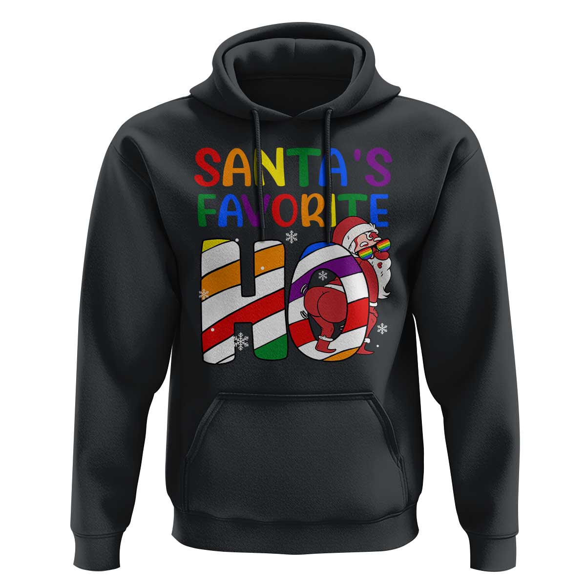 Funny Christmas LGBT Hoodie Santas Favorite Ho Rainbow